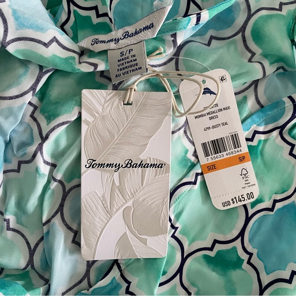 NEW Tommy Bahama Mumbai Medallion Maxi Dress Dusty Teal Women's Size Small - Picture 12 of 15